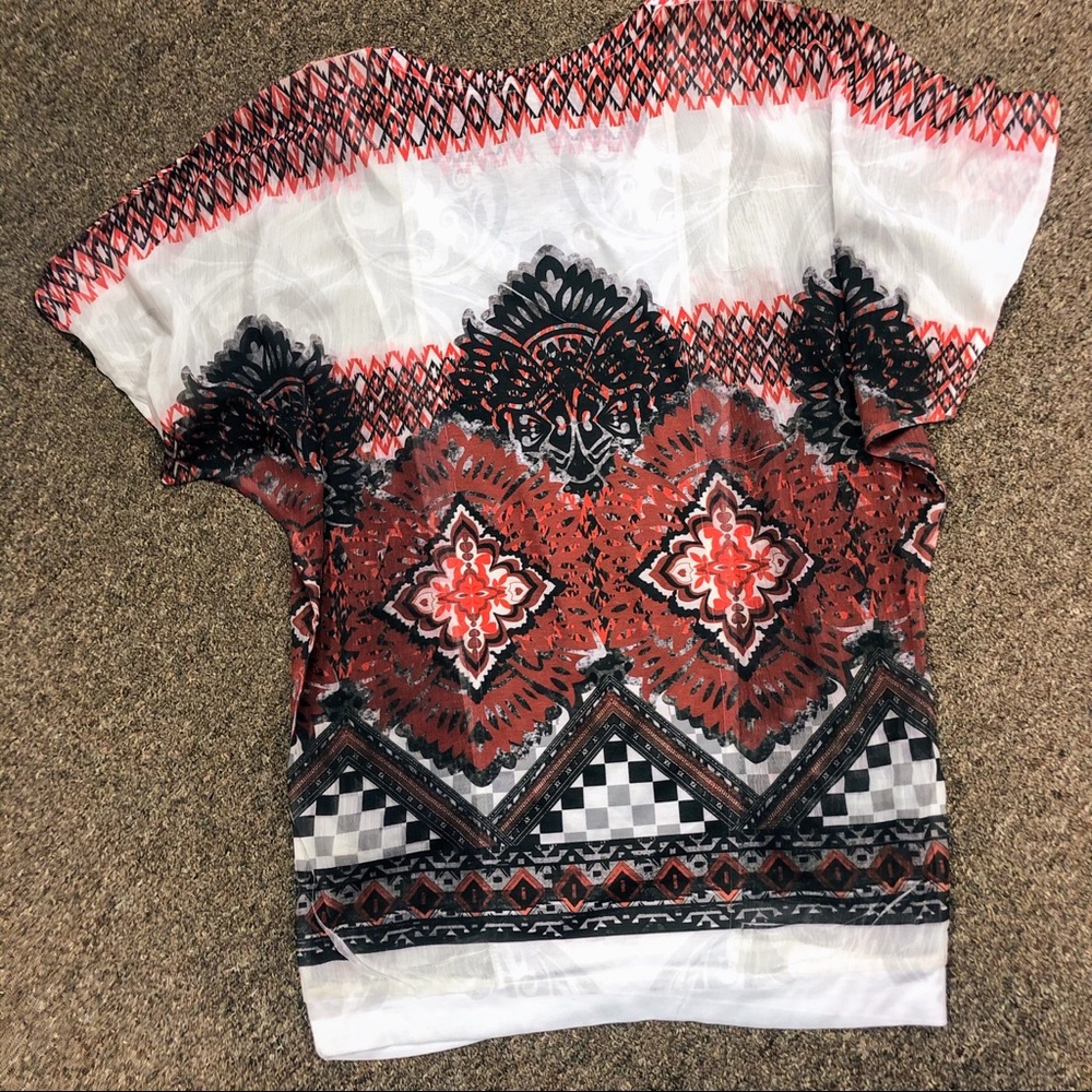 Petrol Aztec Printed IKAT Blouse Top - Picture 7 of 7